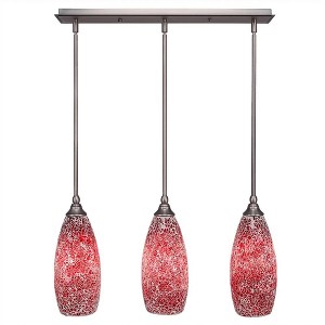 Toltec Lighting Any 3 - Light Chandelier in  Brushed Nickel with 5.5" Red Fusion Shade - 1 of 1