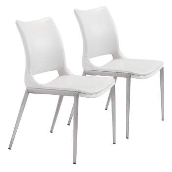 Set of 2 Geary Dining Chairs White/Silver - ZM Home