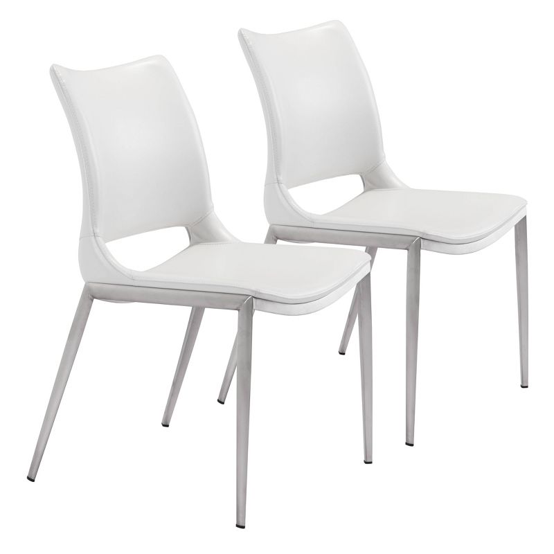 Set of 2 Geary Dining Chairs White/Silver - ZM Home, 1 of 12