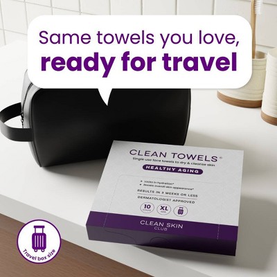 Clean Skin Club Healthy Aging Towels - XL - 10ct: Basic Cleansing, Alcohol-Free, For Combination & Sensitive Skin, Facial Cleansing Wipes