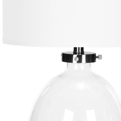 Neville 26" Clear Glass and Silver Iron Trim Table Lamp Set
