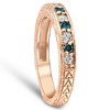 Pompeii3 1/4CT Blue & White Diamond Vintage Wedding Anniversary Ring 14K Rose Gold - 2 of 4
