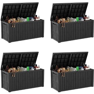 Sersper 180 Gallon XL Deck Box with Divider, Lockable & Waterproof Resin, Black - For Patio Furniture & Tools (4 Pack) - 1 of 4