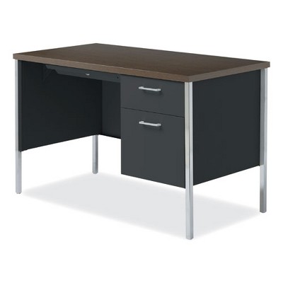 Mocha and Black Wood Desk with Filing Cabinet and Drawer