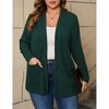 Womens Plus Size Cardigan Open Front Long Sleeve Lightweight Sweaters Tops 2025 Fall Coats Outerwear with Pockets - 2 of 4