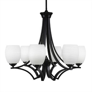 Toltec Lighting Zilo 6 - Light Chandelier in  Matte Black with 5" White Linen  Shade - 1 of 1