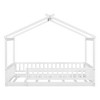 TIRAMISUBEST Twin/Full Size Wood Bed House Bed Frame with Fence and Guardrails, Kids Floor Bed Montessori Bed Platform Bed with Wood Slats Support - 3 of 4
