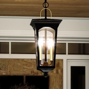 Urban Ambiance Luxury Cosmopolitan Outdoor Pendant Light,  23.875"H x 9"W,  Midnight Black Finish, UHP1261 - 1 of 4