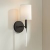 Possini Euro Design Myers Modern Wall Light Sconce Black Hardwire 5" Fixture Clear Acrylic White Fabric Shade for Bedroom Reading Living Room House - image 2 of 4