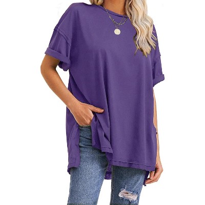 EXLURA Womens Summer Oversized T Shirts Casual Short Sleeve Loose Maternity Tops Crewneck Tunic Plus Gym Workout Top