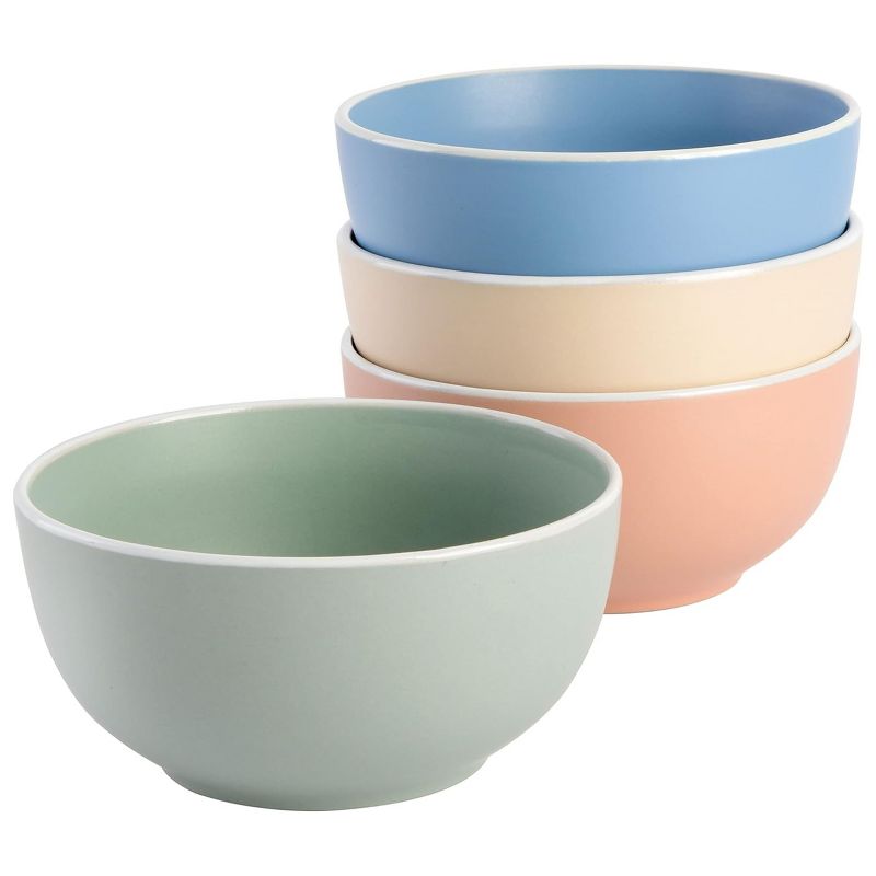 Spice by Tia Mowry 4 Piece 6 Inch Stoneware Cereal Bowl Set in Matte Assorted Colors, 1 of 6