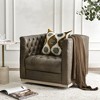 KINWELL 100% Genuine Leather Square Swivel Barrel Accent Chair - 3 of 4