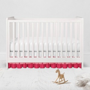 Bacati - 3 Layer Ruffled Crib/Toddler Bed Skirt - White/Pink/Fuschia - 1 of 4