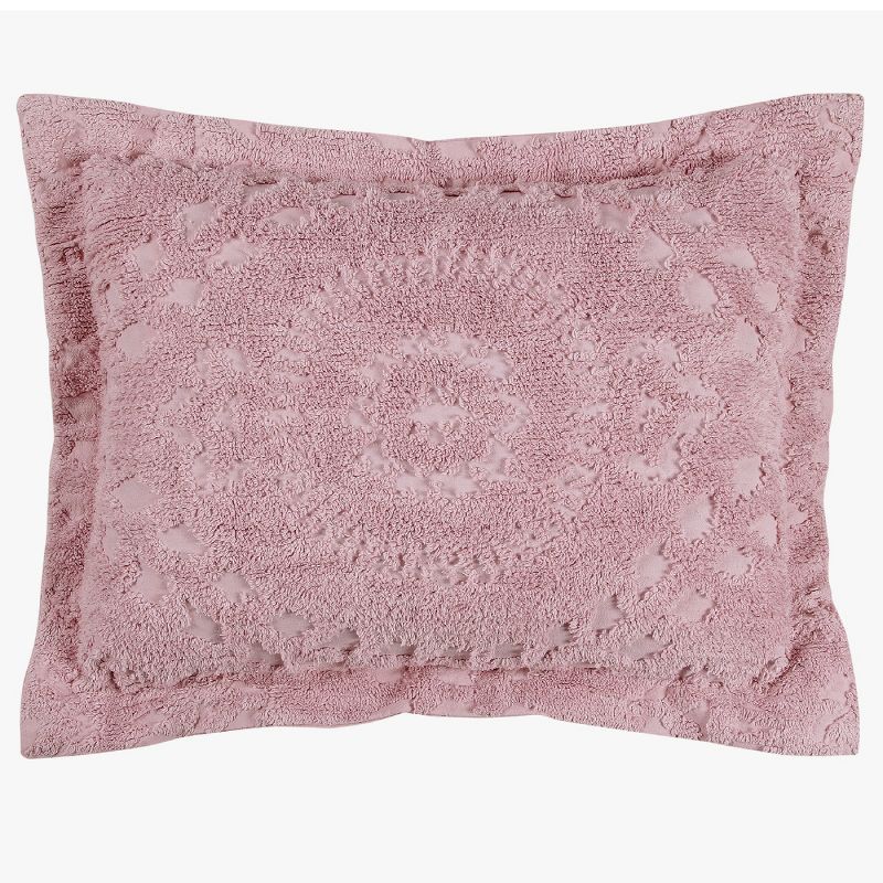 Standard Rio Collection 100% Cotton Tufted Unique Luxurious Floral Design Pillow Sham Pink - Better Trends, 1 of 5