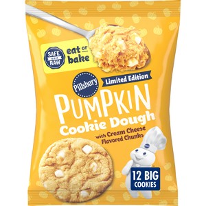 Pillsbury Ready-to-Bake Pumpkin Cookie Dough with Cream Cheese Flavored Chips - 14oz/12ct - 1 of 4