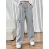 Women's Cargo Sweatpants Fleece High Waisted Wide Leg Pants Athletic Casual Baggy Sweat Pants with Pockets grey,XL - 4 of 4