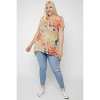Slickblue Women's Plus Size Printed Tunic, Round Neck, Short Sleeves, Artistic Floral Design, Red/Multi, Size 1XL-3XL - 2 of 4