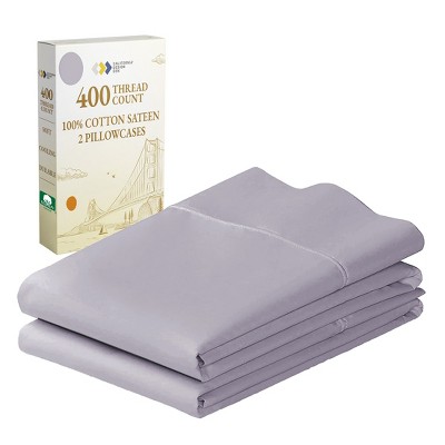 400 Thread Count Pillowcases, 100% Cotton Sateen, Soft & Cooling by California Design Den
