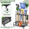 Garden Tool Organizer - Heavy Duty Rolling Garden Tool Rack - Steel Organizer Wheels & Hooks for Garage/Shed/Outdoor - 4 of 4