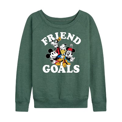 Women's - Disney - Friend Goals Lightweight French Terry Wide Neck Long Sleeve Shirt