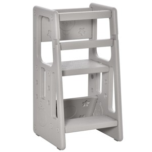 INFURNIC Ladders Toddler Tower Adjustable Height with Anti Slip Mat for Kitchen and Bathroom Use, Gray, 18.5"*18.5"*35.5" - 1 of 4