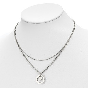 Chisel Stainless Steel Polished 2 Strand Circle and Disc 16.5" with 2" Extension Necklace - 1 of 2