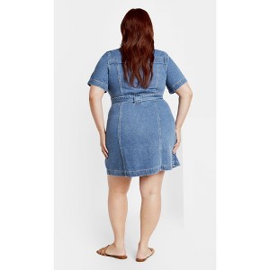 Women's Plus Size Melina Dress - mid wash | CITY CHIC - 1 of 4