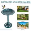 Yukimo 28" Outdoor Bird Bath, Resin Garden Decor with Fleur De Lis Pattern and Time-Worn Verdigris Finish, Shell-Shaped Basin - 4 of 4