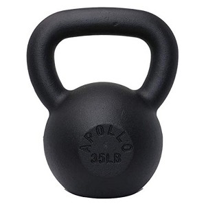 Naysaye Kettlebell 35LB Solid Cast Iron for Strength Training and Muscle Building Flat Bottom for Home Gym, Black, 11"*8"*8" - 1 of 4