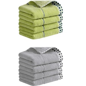 REGALWOVEN Striped Checked Print Absorbent Soft Decorative Hand Towel 14" x 30" - 1 of 4