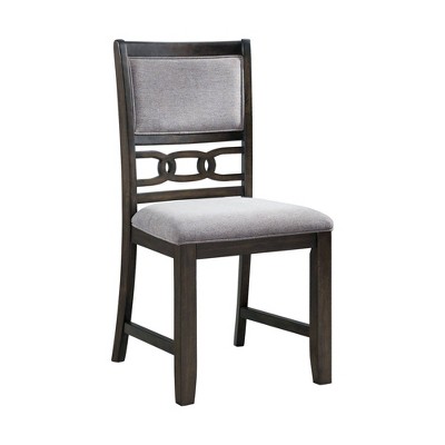 Walnut Upholstered Standard Height Side Chair with Gray Fabric
