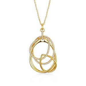 Guili 14k Gold Plated Pendant Necklace with Cubic Zirconia in a Free Form Love Knot Design for a Modern and Graceful Timeless Appeal - 1 of 2