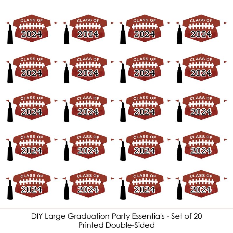 Big Dot of Happiness Grad Football - Grad Cap Decorations DIY 2024 Graduation Large Party Essentials - Set of 20, 4 of 9