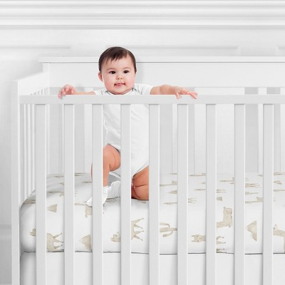 Taupe and White Boho Llama Print Microfiber Crib Sheet