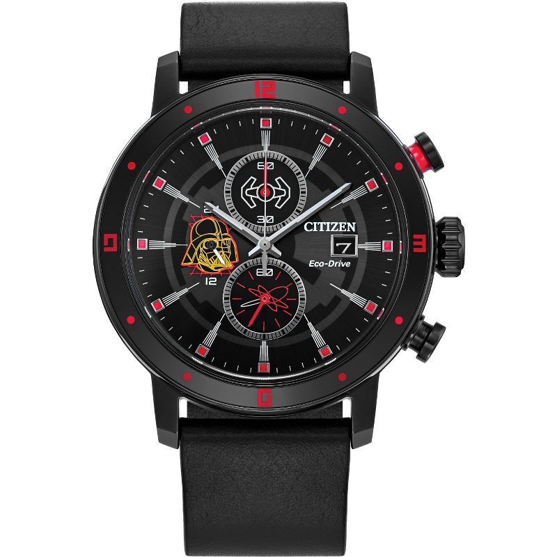 Citizen Star Wars Eco-Drive featuring Darth Vader 3-hand Grey IP Black Leather, 1 of 8