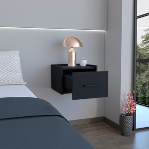 TIRAMISUBEST Floating Nightstand - Black Mobile File Cabinet - 1 of 4