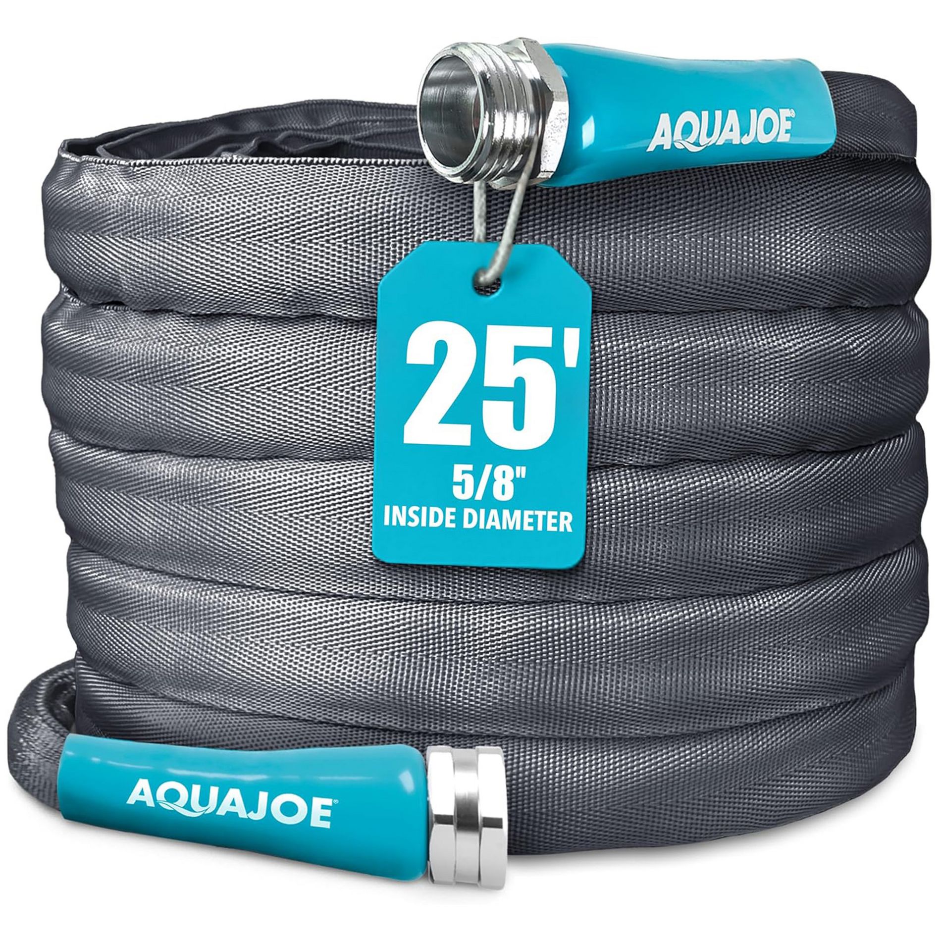 Aqua Joe FiberJacket Non-Expanding Garden Hose, Kink-Free, 25' x 5/8" Diameter