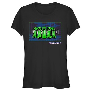 Juniors Womens Minecraft Creepers Game On T-Shirt - 1 of 4