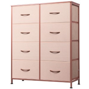 Tall 8-Drawer Fabric Dresser, Storage Tower with Fabric Bins, Double Chest of Drawers Organizer, - 1 of 4