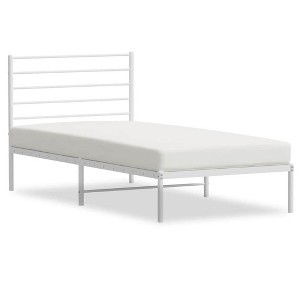 vidaXL White Twin Metal Bed Frame with Headboard & Slats, No Mattress, Easy Assembly - 1 of 4