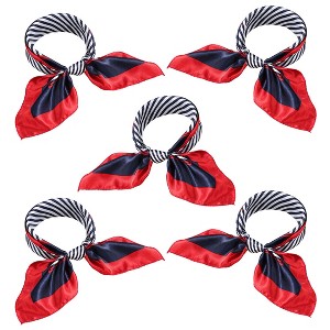 Allegra K Women's Soft Square Neck Scarves Multi Pattern Neckerchief Navy Blue Red 19.6"x19.6" - 1 of 4