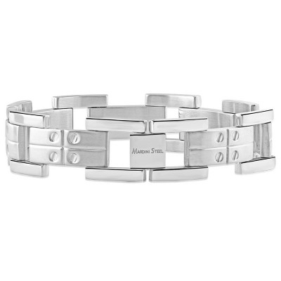 Pompeii3 Men's Steel 17.5mm Wide Link Flexible 8.5" Bracelet