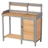 DOMETOUR Outdoor Potting Bench, Wooden Workstation Table with Cabinet for Backyard Garden Supplies - 3 of 4