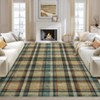 Washable Rugs for Living Room Plaid Classic Non Slip Large Rug for Bedroom Decor Soft Low Pile Carpet - 2 of 4