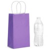 Blue Panda 25 pcs 5"x3.15"x9" Purple Kraft Paper Gift Bags, Party Favor, Shopping Bags with Handles - 2 of 4