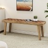 TiramisuBest Handcrafted Mango Wood Bench – Rustic Boho Dining Bench, Natural Wood Finish & Eco-Friendly Design - 2 of 4