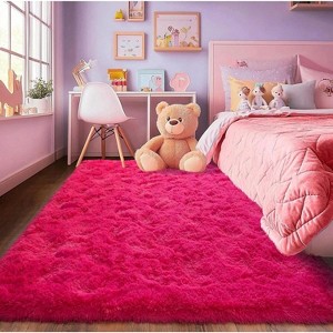 Blush Pink Shag Rug, Ultra Soft 1.7" Thick, Non-Slip, 100% Polyester, Modern Decor for Bedroom - 1 of 4