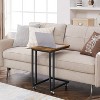 C Shaped TV Tray with Metal Frame Rolling Casters, Industrial Side Table for Living Room Bedroom - 2 of 4