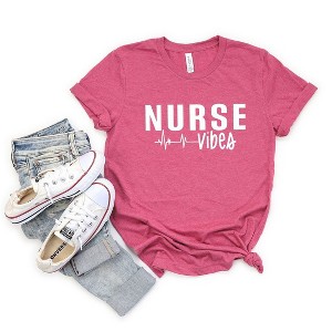 Simply Sage Market Women's Nurse Vibes Heartbeat Short Sleeve Graphic Tee - 1 of 3