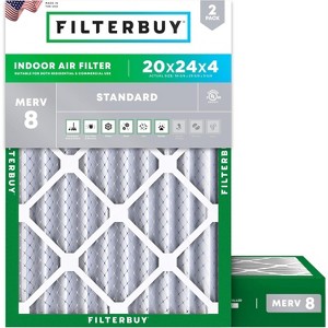 Filterbuy 20x24x4 Air Filter (2-Pack), Pleated MERV 8 Dust Defense Replacement HVAC AC Furnace Filters (Actual Size: 19.38 x 23.38 x 3.63) - 1 of 4